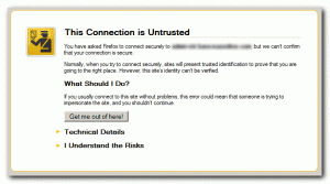 The "This Connection Is Untrusted" page Firefox was showing